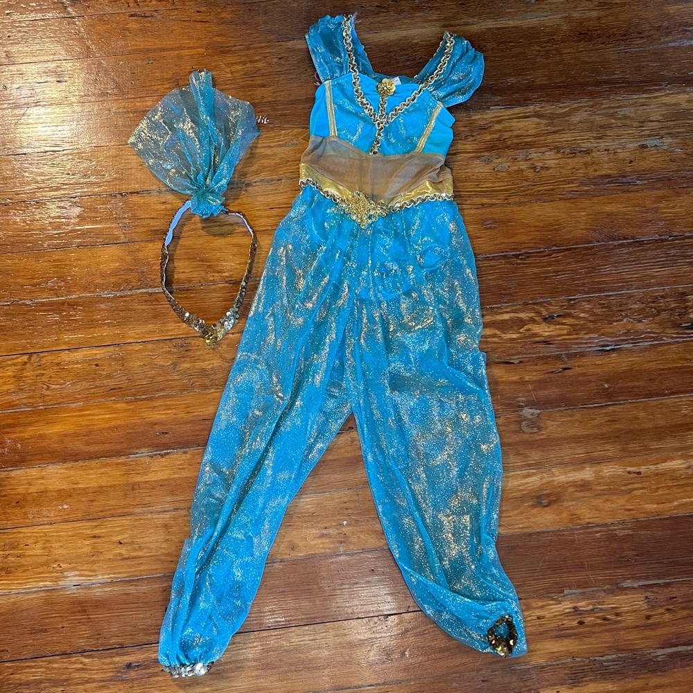 Enchanting Blue and Gold Kids Dance Costume